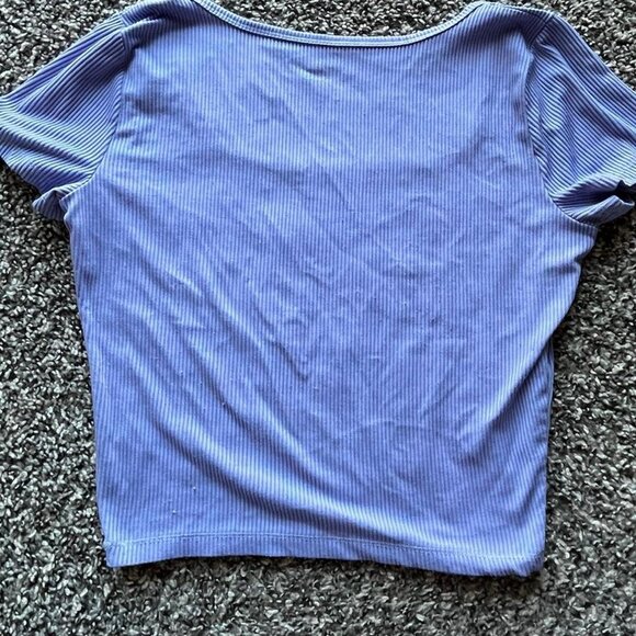 Hollister Blue Babydoll Crop Top, Women's Medium Cut Off Going Out Top - Picture 3 of 3